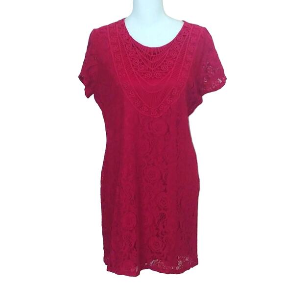 Miss Chievous Ruby Red Crochet Lined Dress XL - Picture 1 of 4